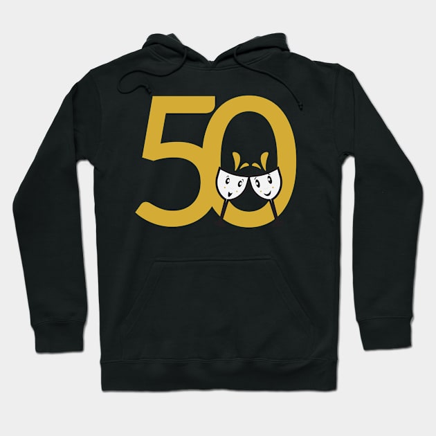 50th Birthday Large Numbers and Cute Wine Glasses Hoodie by sigdesign